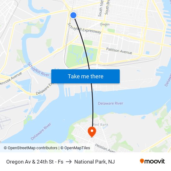 Oregon Av & 24th St - Fs to National Park, NJ map
