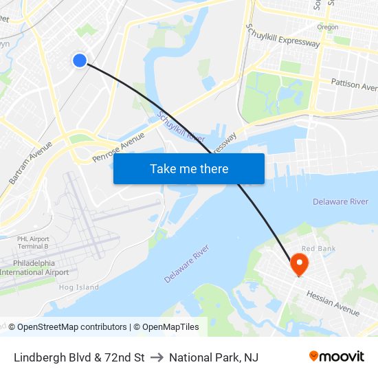 Lindbergh Blvd & 72nd St to National Park, NJ map