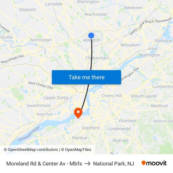 Moreland Rd & Center Av - Mbfs to National Park, NJ map
