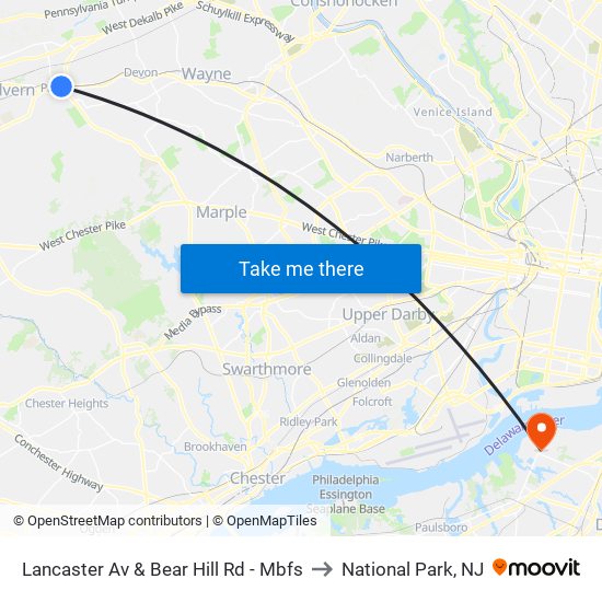 Lancaster Av & Bear Hill Rd - Mbfs to National Park, NJ map