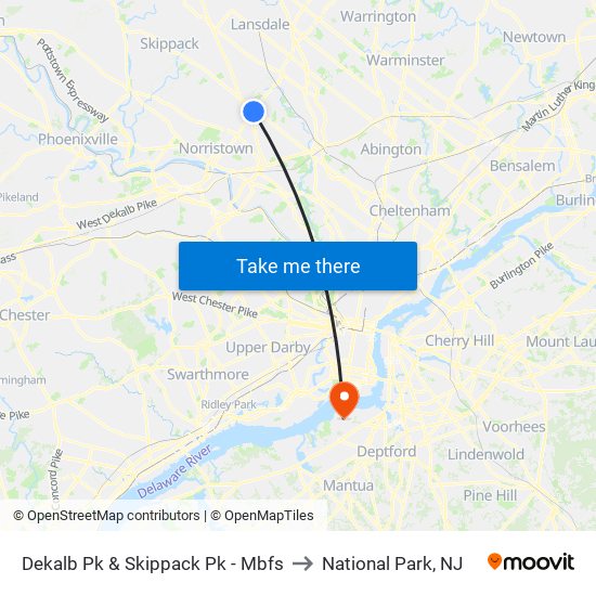 Dekalb Pk & Skippack Pk - Mbfs to National Park, NJ map