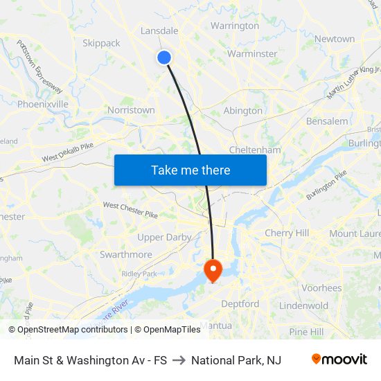 Main St & Washington Av - FS to National Park, NJ map