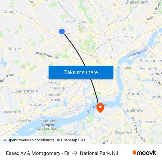 Essex Av & Montgomery - Fs to National Park, NJ map