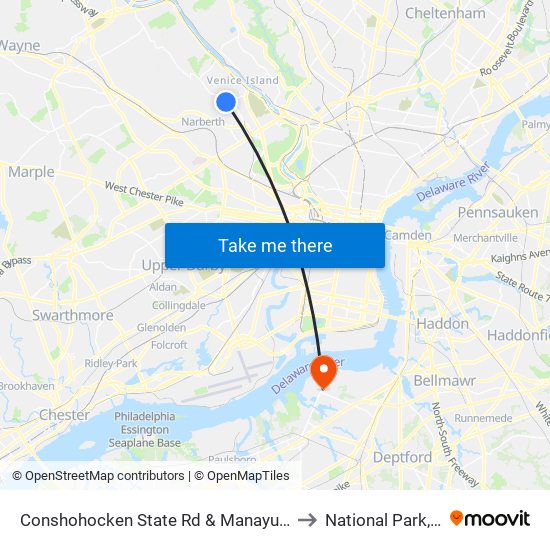 Conshohocken State Rd & Manayunk Rd to National Park, NJ map