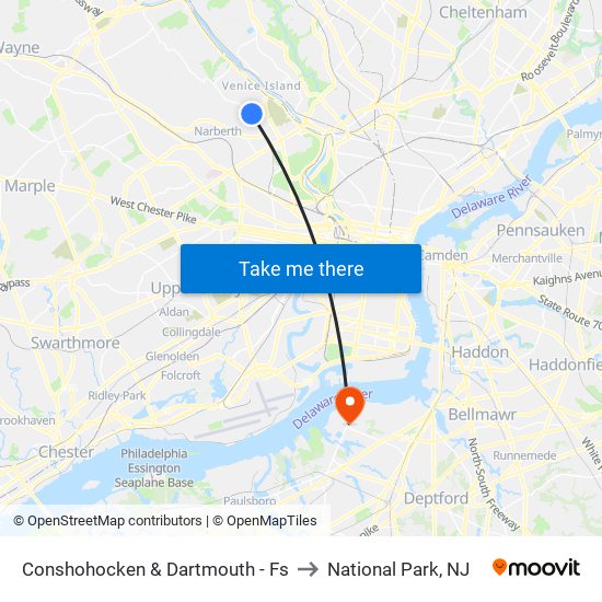 Conshohocken & Dartmouth - Fs to National Park, NJ map