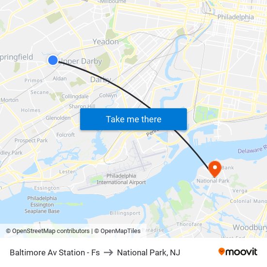 Baltimore Av Station - Fs to National Park, NJ map