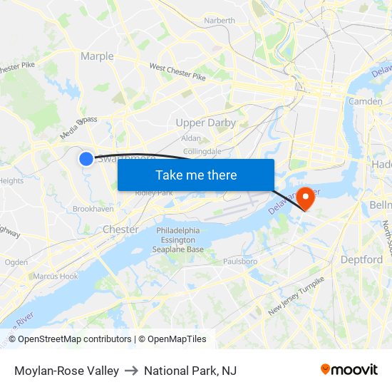 Moylan-Rose Valley to National Park, NJ map