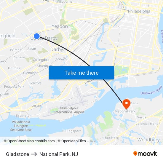 Gladstone to National Park, NJ map