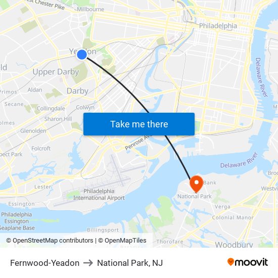 Fernwood-Yeadon to National Park, NJ map