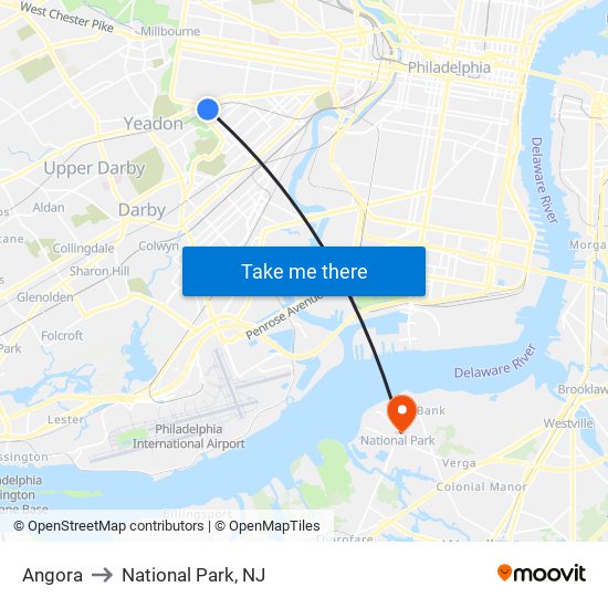 Angora to National Park, NJ map