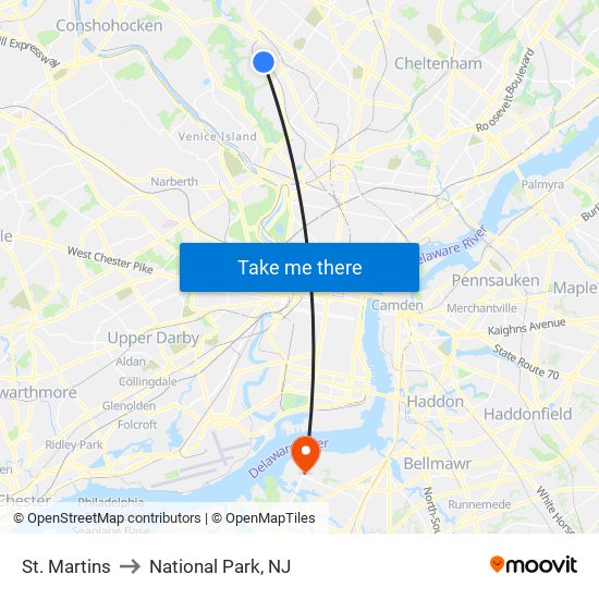 St. Martins to National Park, NJ map