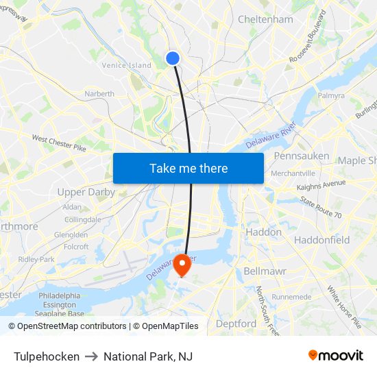 Tulpehocken to National Park, NJ map