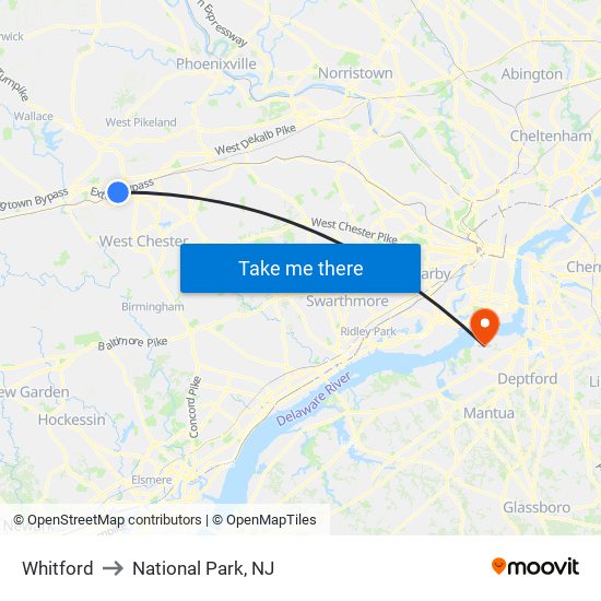 Whitford to National Park, NJ map