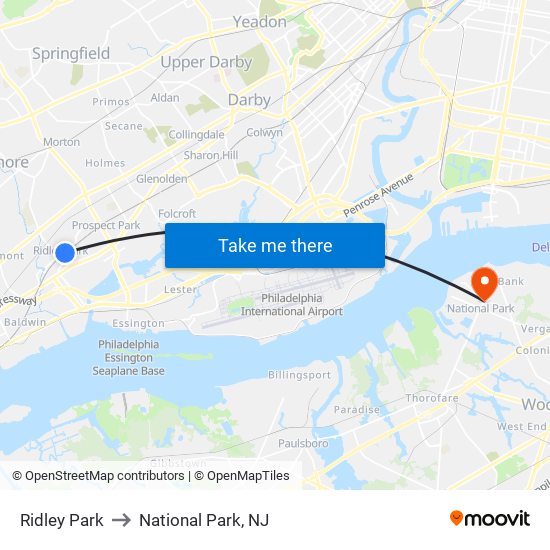 Ridley Park to National Park, NJ map