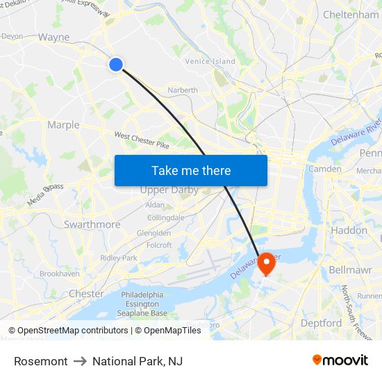 Rosemont to National Park, NJ map