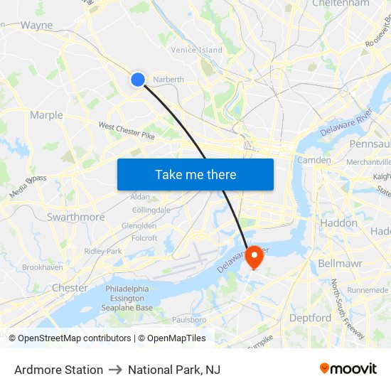 Ardmore Station to National Park, NJ map