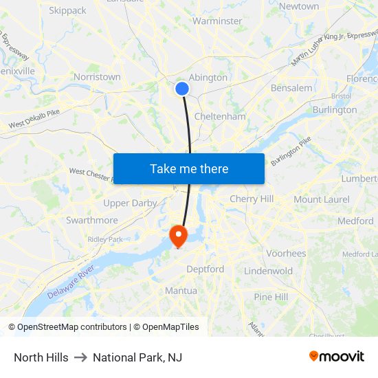 North Hills to National Park, NJ map