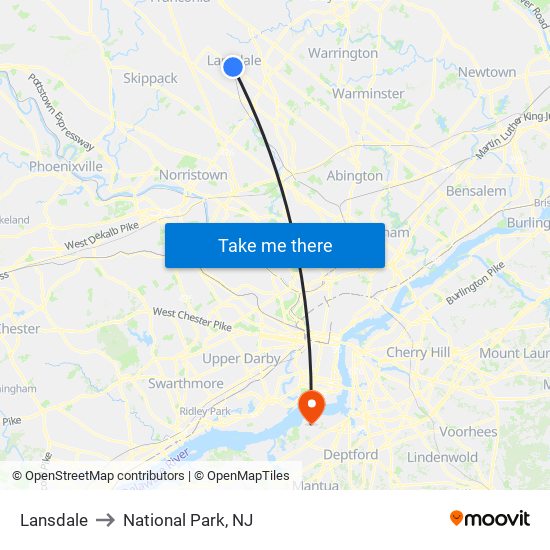 Lansdale to National Park, NJ map