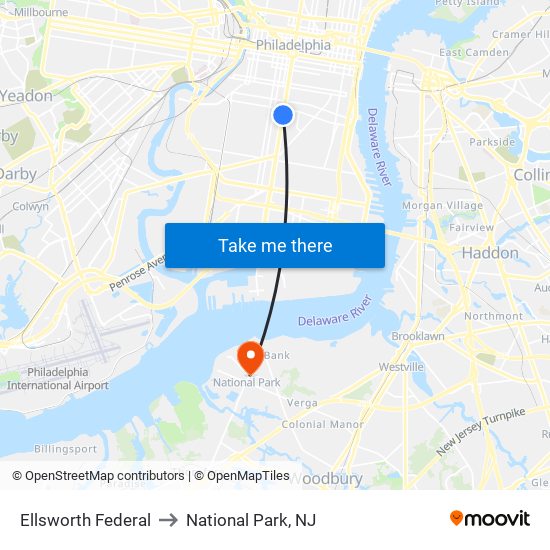 Ellsworth Federal to National Park, NJ map