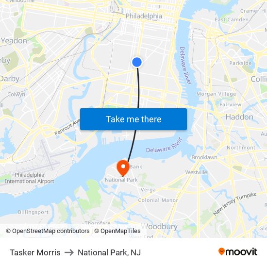 Tasker Morris to National Park, NJ map