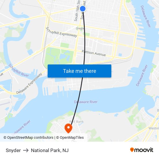Snyder to National Park, NJ map