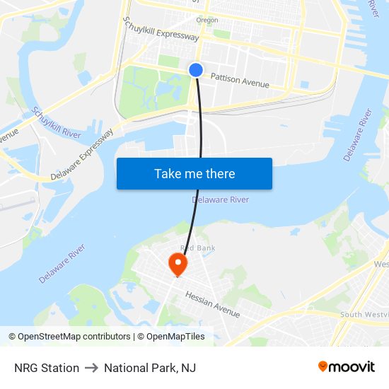 NRG Station to National Park, NJ map