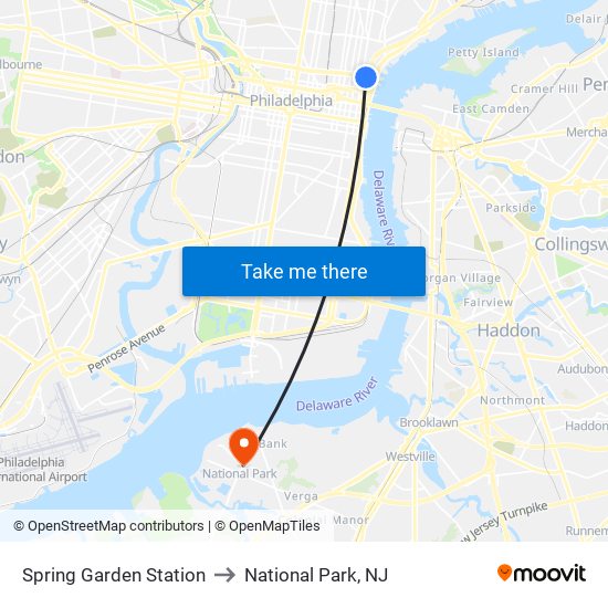 Spring Garden Station to National Park, NJ map