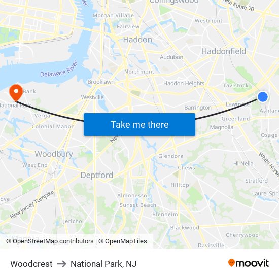 Woodcrest to National Park, NJ map