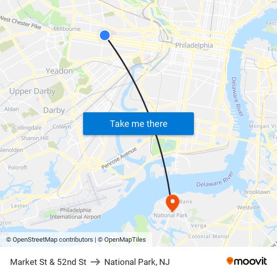 Market St & 52nd St to National Park, NJ map