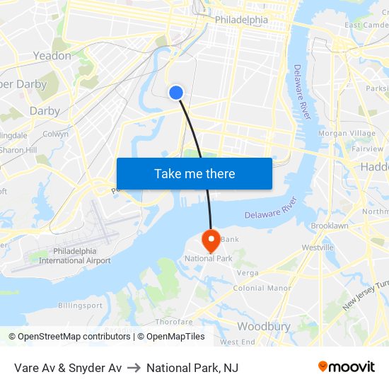 Vare Av & Snyder Av to National Park, NJ map