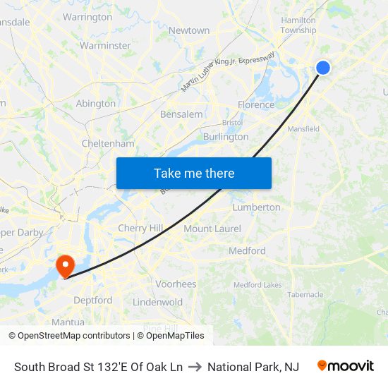 South Broad St 132'E Of Oak Ln to National Park, NJ map