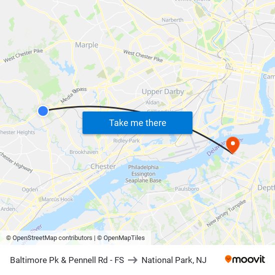 Baltimore Pk & Pennell Rd - FS to National Park, NJ map