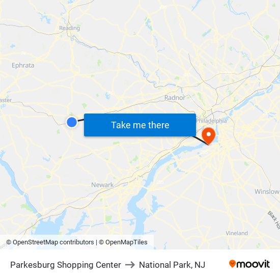 Parkesburg Shopping Center to National Park, NJ map