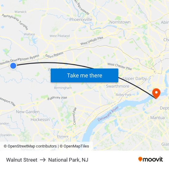 Walnut Street to National Park, NJ map