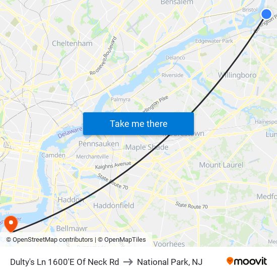 Dulty's Ln 1600'E Of Neck Rd to National Park, NJ map