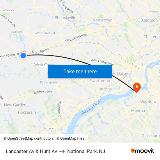 Lancaster Av & Hunt Av to National Park, NJ map