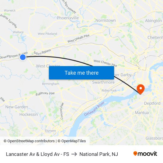 Lancaster Av & Lloyd Av - FS to National Park, NJ map