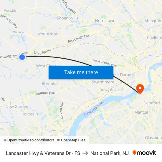 Lancaster Hwy & Veterans Dr - FS to National Park, NJ map