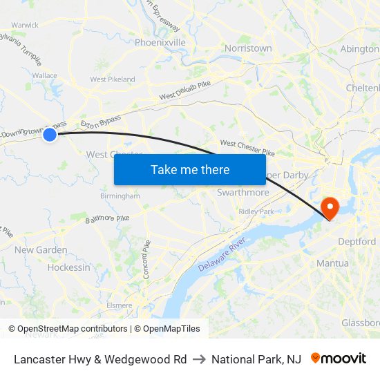 Lancaster Hwy & Wedgewood Rd to National Park, NJ map