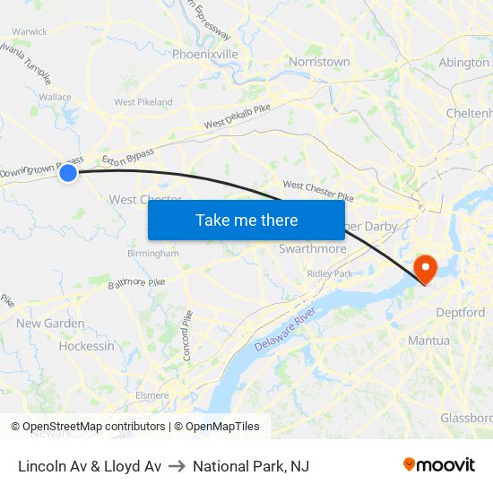 Lincoln Av & Lloyd Av to National Park, NJ map