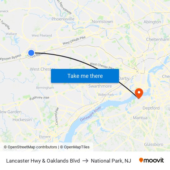 Lancaster Hwy & Oaklands Blvd to National Park, NJ map