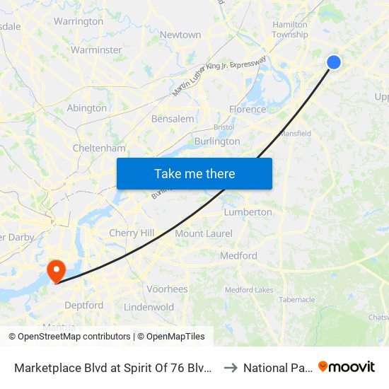 Marketplace Blvd at Spirit Of 76 Blvd (Chase Bank) to National Park, NJ map