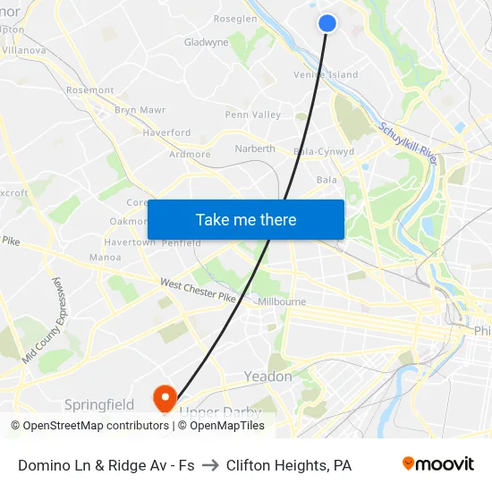 Domino Ln & Ridge Av - Fs to Clifton Heights, PA map