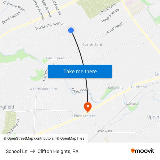 School Ln to Clifton Heights, PA map