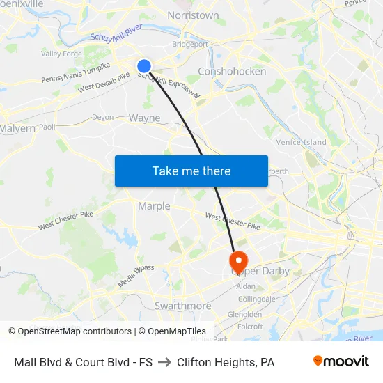 Mall Blvd & Court Blvd - FS to Clifton Heights, PA map