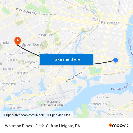 Whitman Plaza - 2 to Clifton Heights, PA map