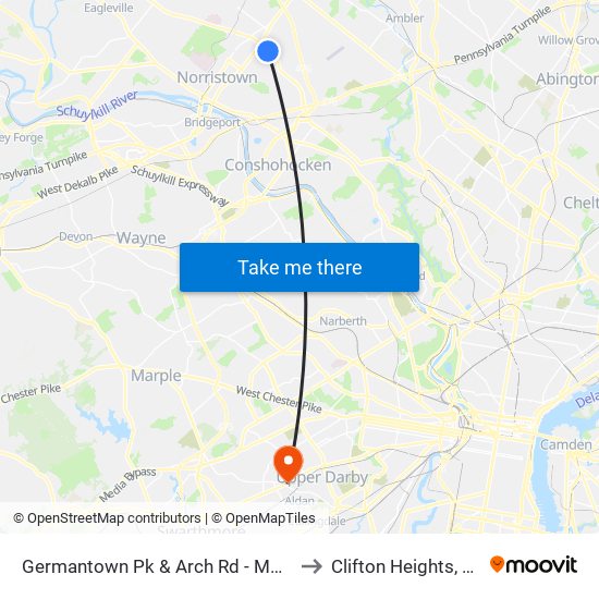 Germantown Pk & Arch Rd - Mbfs to Clifton Heights, PA map