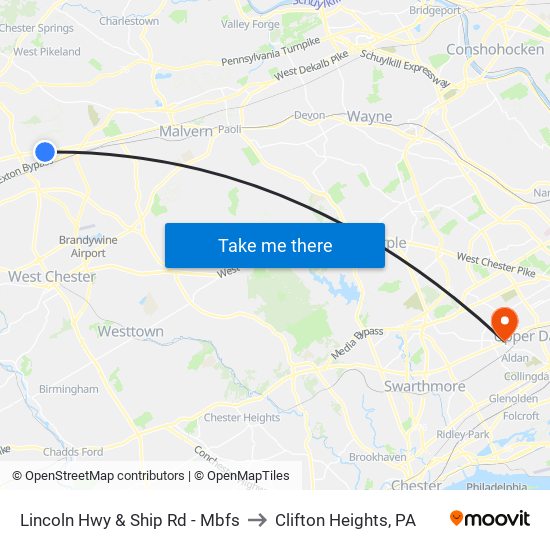 Lincoln Hwy & Ship Rd - Mbfs to Clifton Heights, PA map