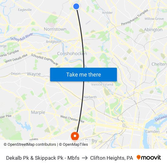 Dekalb Pk & Skippack Pk - Mbfs to Clifton Heights, PA map