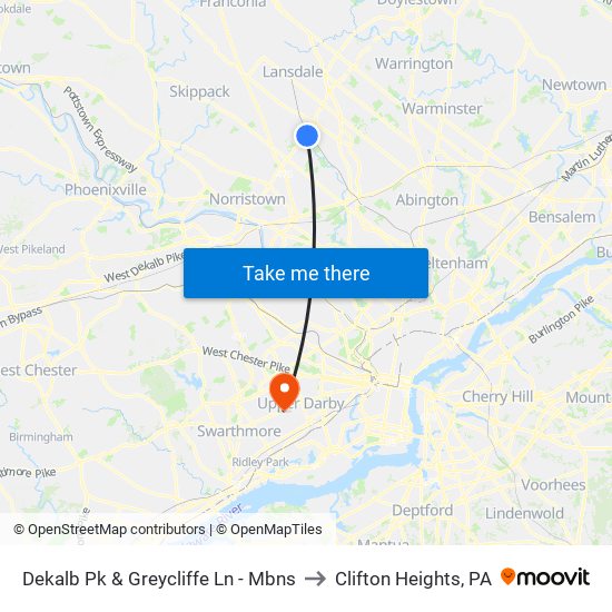 Dekalb Pk & Greycliffe Ln - Mbns to Clifton Heights, PA map